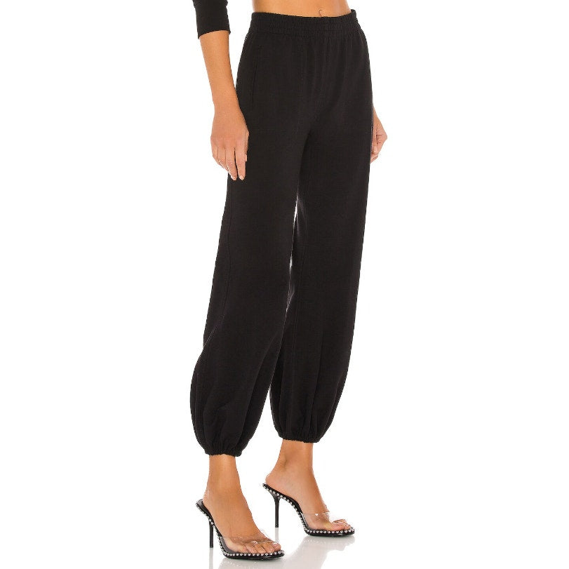 NORMA KAMALI Women's Boyfriend Puff Jogger Pants XS Black Elastic Waistband NWT