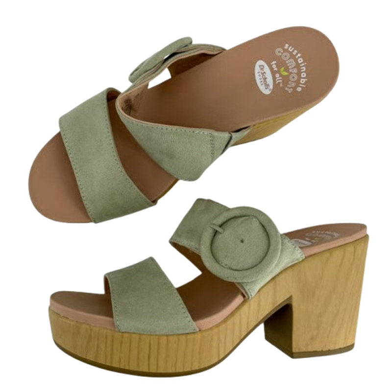 DR. SCHOLL'S Bayside Comfort Platform Sandals Size 11 Pistachio Green NWOB