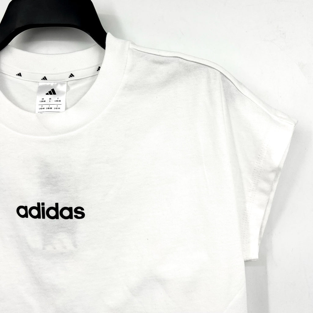 ADIDAS Women's Essentials Linear Single Tee Large White Short Sleeve NWT