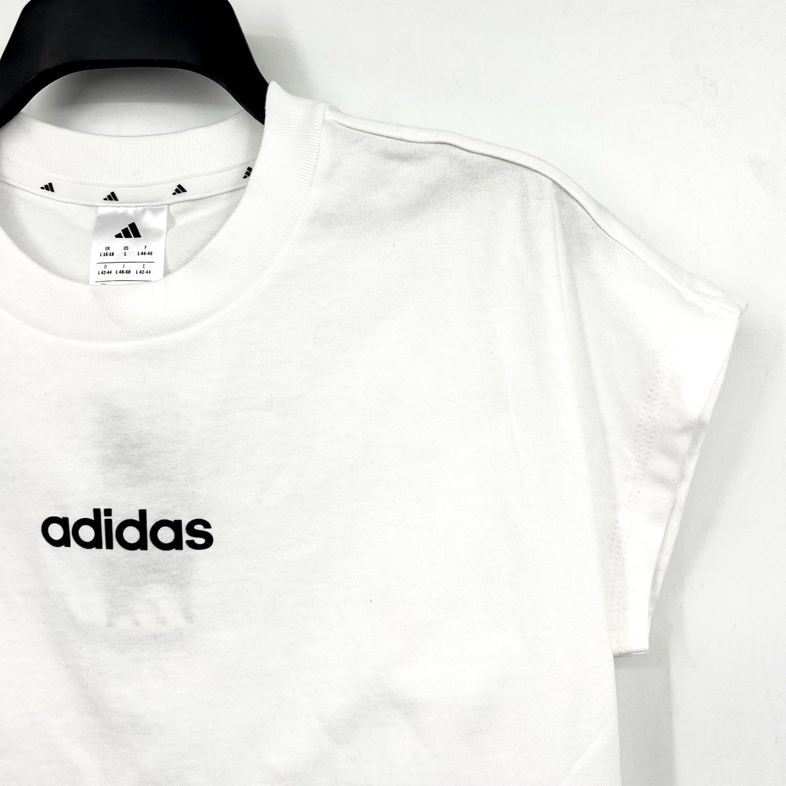 ADIDAS Women's Essentials Linear Single Tee Large White Short Sleeve NWT