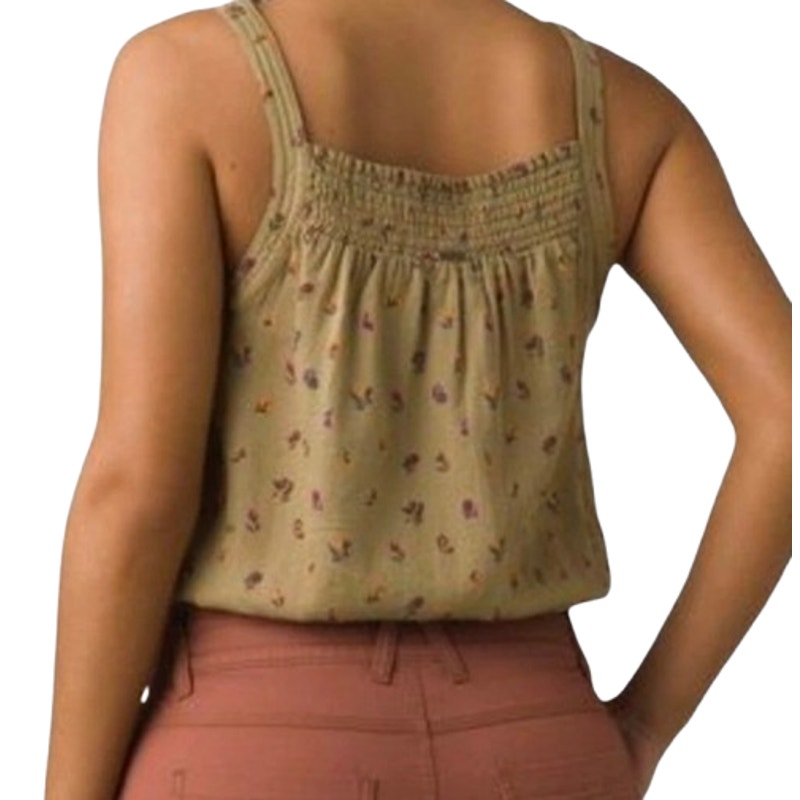 PRANA Women's Little Palm Cami Tank Top XL Green Floral Sweet Grass Meadow NWT