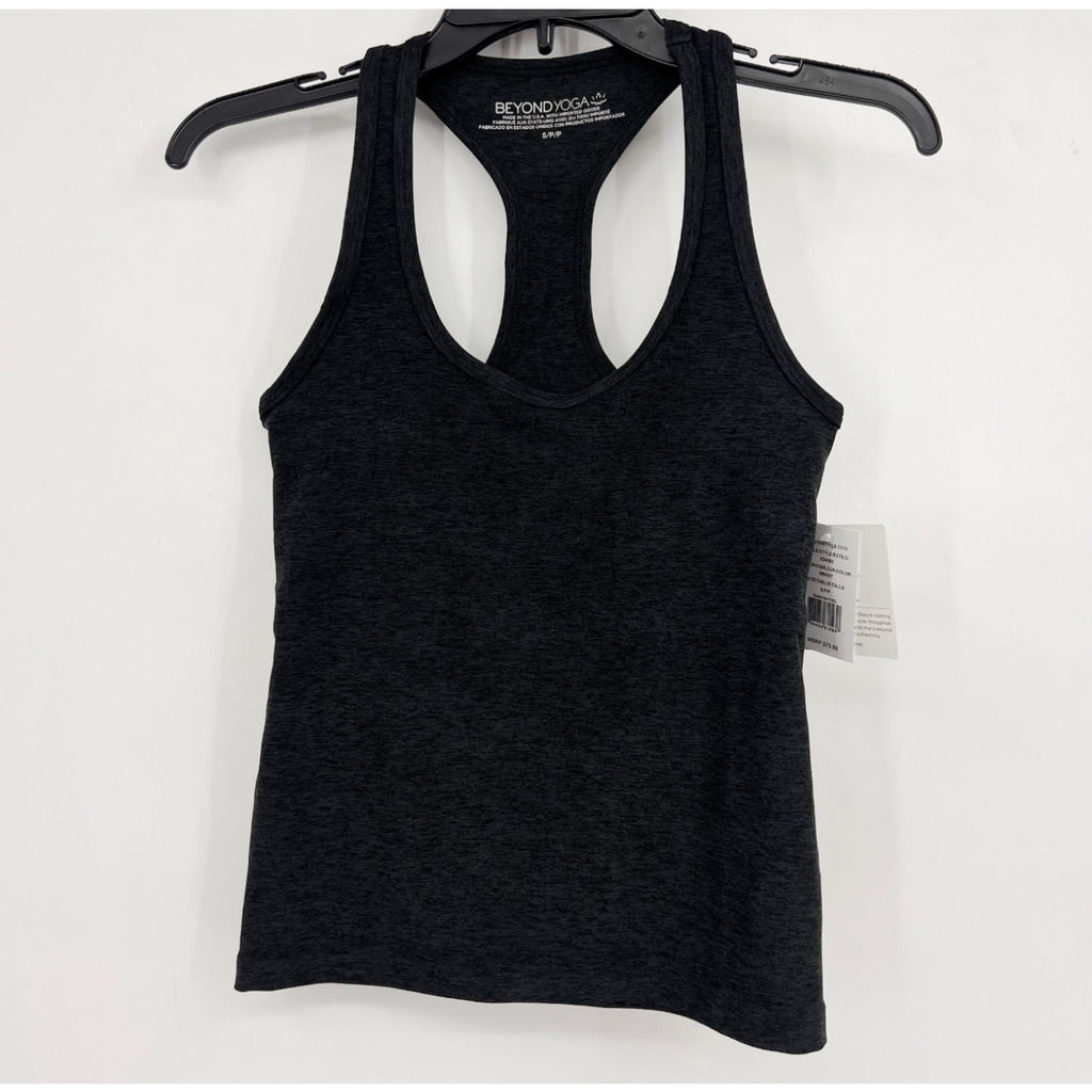 BEYOND YOGA Step Up Racerback Tank Top Small Gray Darkest Night Spacedye NWT