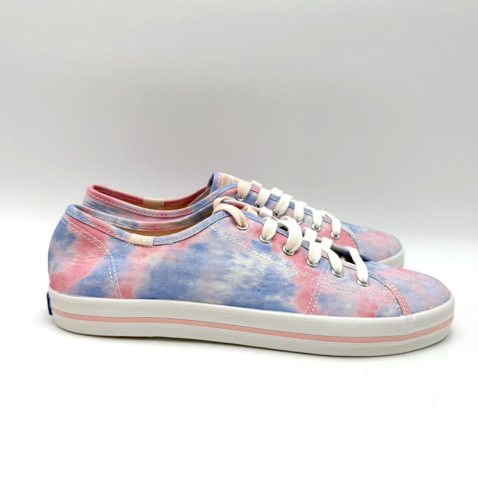 Keds Womens Kickstart Low Sneakers Size 8.5 Tie Dye Pink Blue Canvas NWOB