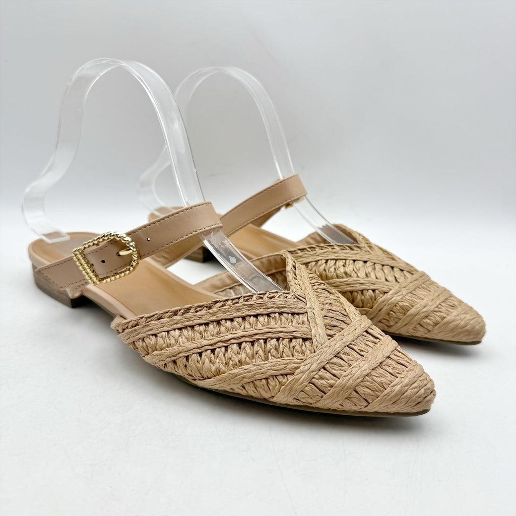 Dolce Vita Womens Domain Flat Mule US 9.5 Tan Natural Raffia Woven NWOB