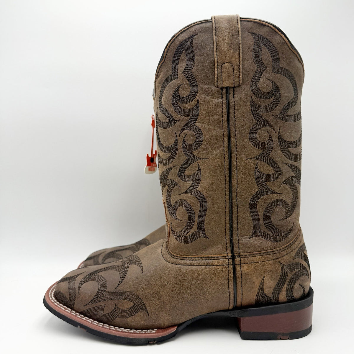Laredo Women Sariah Cowboy Boot US 8 Wide Brown Leather Embroidered Mid Calf NIB
