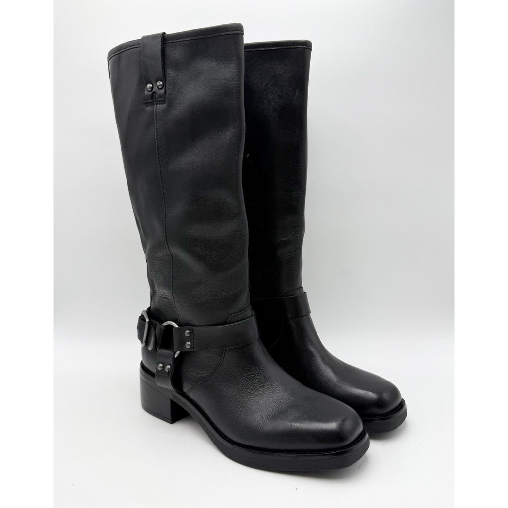 Crown Vintage Womens Reny Knee High Boots Size 7 M Black Leather NWOB