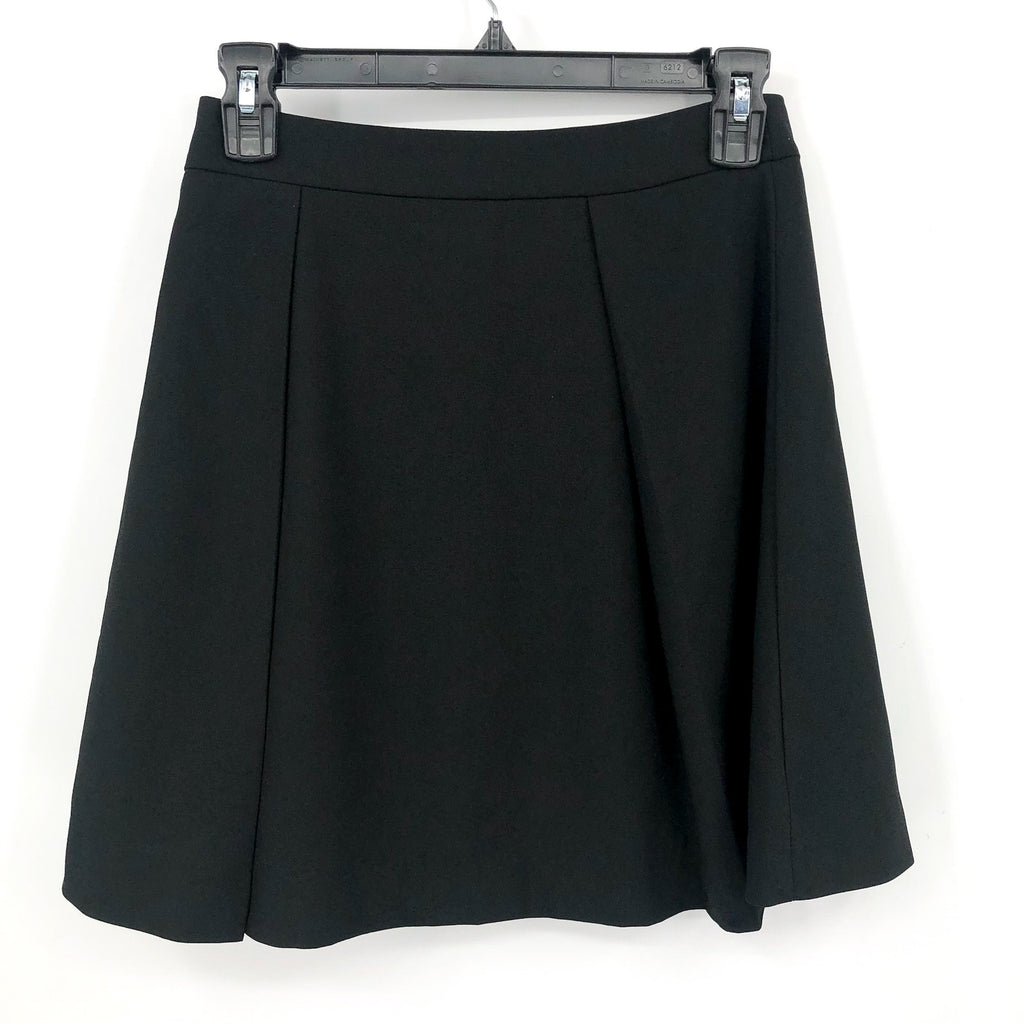 CECE Women's Pleated Mini A-Line Skirt Size 0 Rich Black Stretch Lined NWT