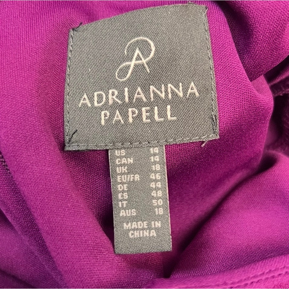 ADRIANNA PAPELL Women's Knit Crepe Sheath Dress Size 14 Pink Wildberry Tie NWT
