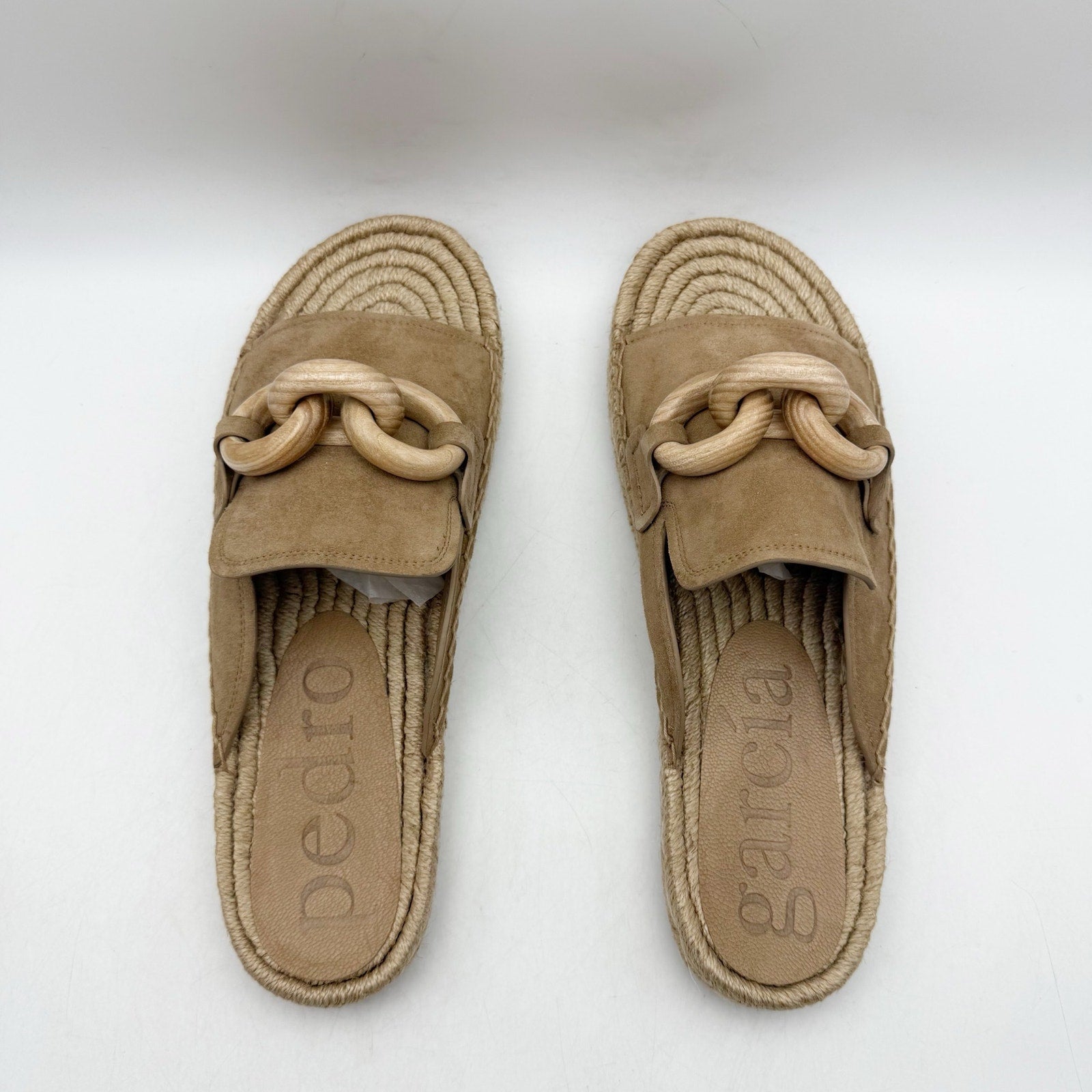 Pedro Garcia Womens Journey Slide Sandals EU 39.5 US 9.5 Tan Beige Leather NWOB