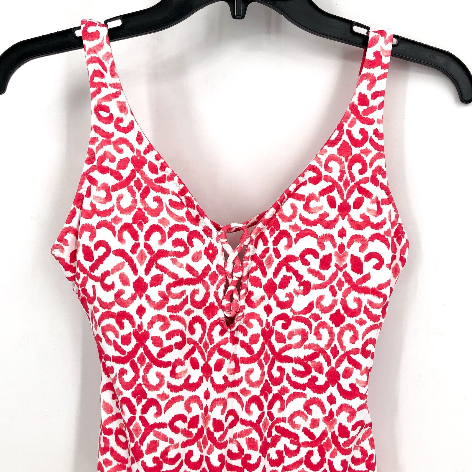 TOMMY BAHAMA Scrolls Reversible One-Piece Swimsuit Size 4 Pink Lace Back NWOT