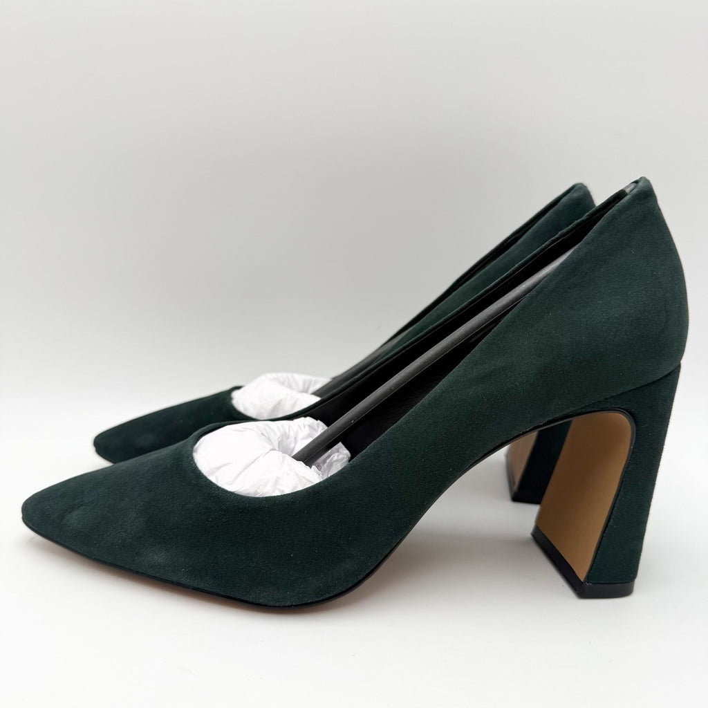 Vince Camuto Womens Dalmanara Pumps Size 6.5 M Evergreen Green Suede Heels NWOB