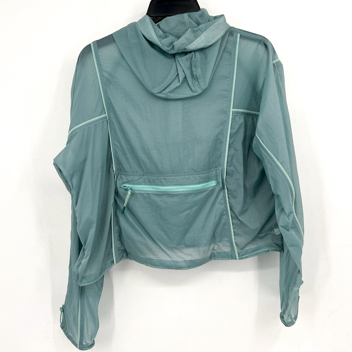 OUTDOOR VOICES Women's Windbreaker Pullover Small Storm Green Hoodie Jacket NWT