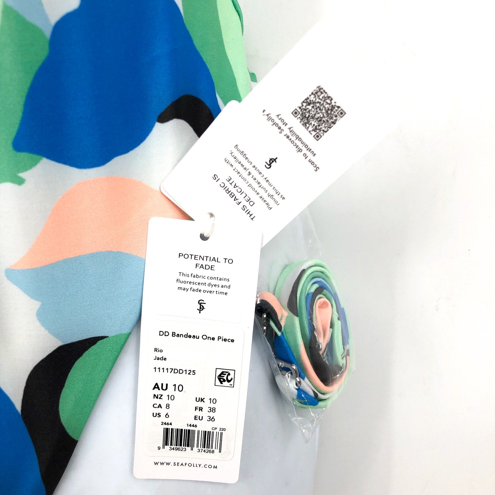 SEAFOLLY Rio Bandeau One Piece Swimsuit Size 6 DD Green Jade Strapless NWT