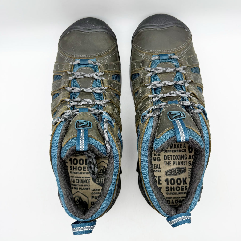Keen Mens Voyageur Hiking Shoes US 12 EU 46 Brown Blue Water Resistant NWOB
