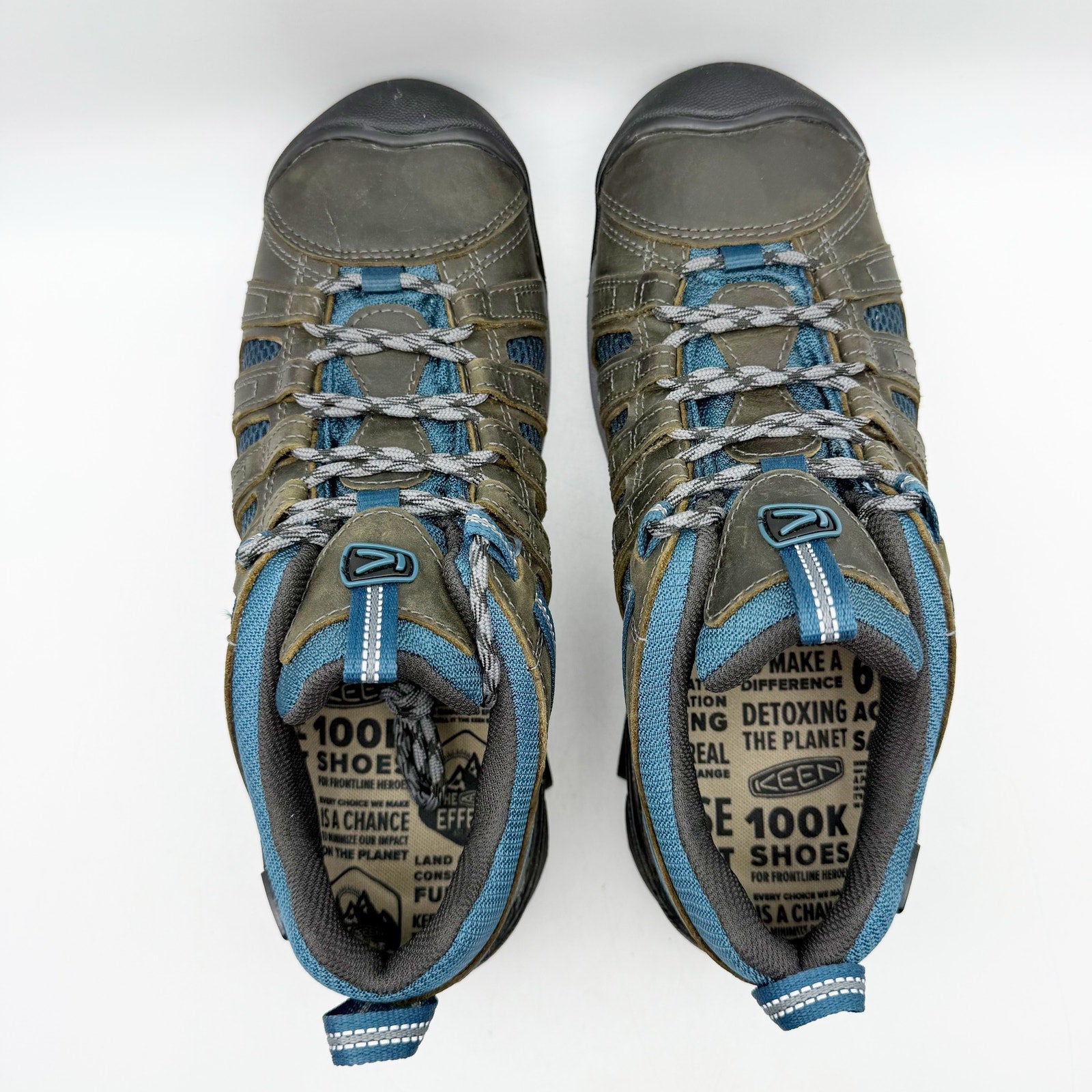 Keen Mens Voyageur Hiking Shoes US 12 EU 46 Brown Blue Water Resistant NWOB