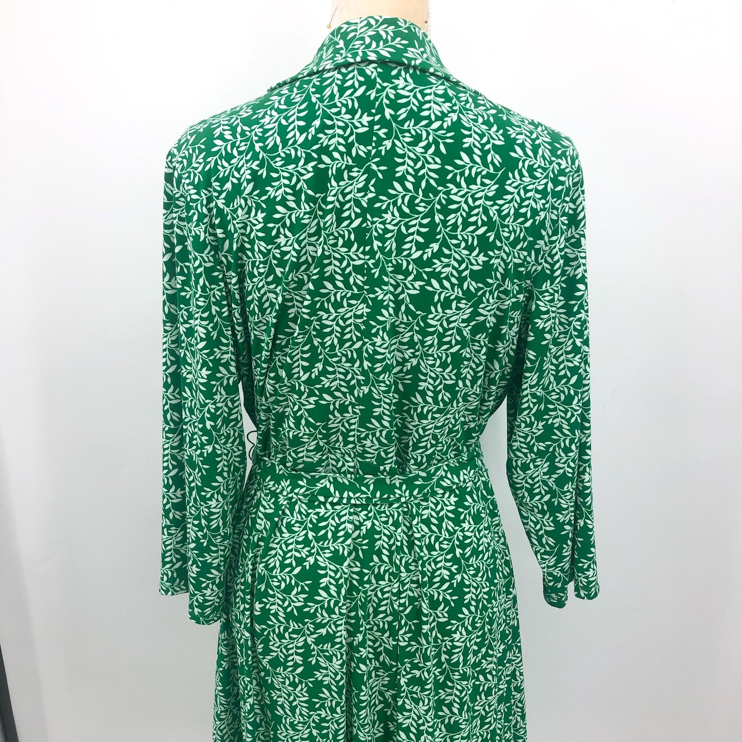 JESSICA HOWARD Faux Wrap Dress 14W Green Printed 3/4 Sleeve NWOT