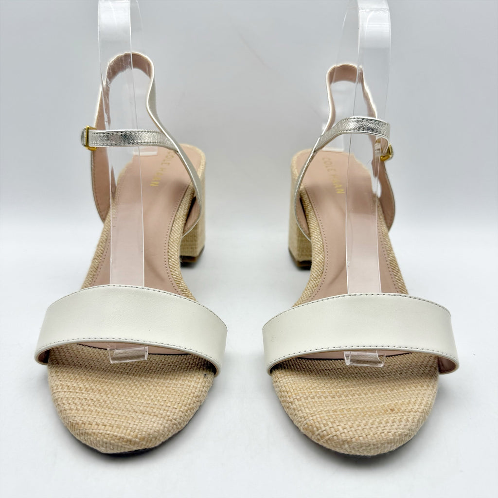 Cole Haan Womens Josie Heeled Sandals US 8.5 B Taupe Cream Suede NWOB