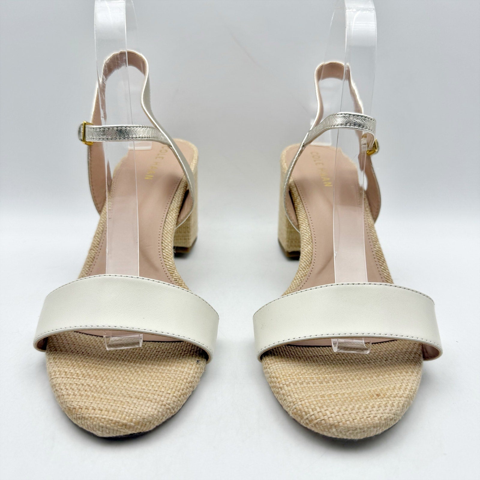 Cole Haan Womens Josie Heeled Sandals US 8.5 B Taupe Cream Suede NWOB
