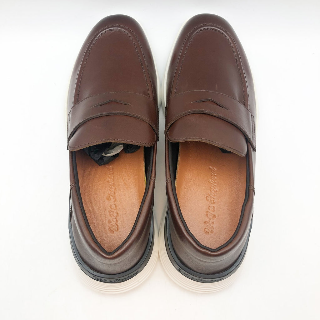 Wolf & Shepherd Crossover Loafers Mens 6.5 Womens 8 Brown Leather Slip On NIB