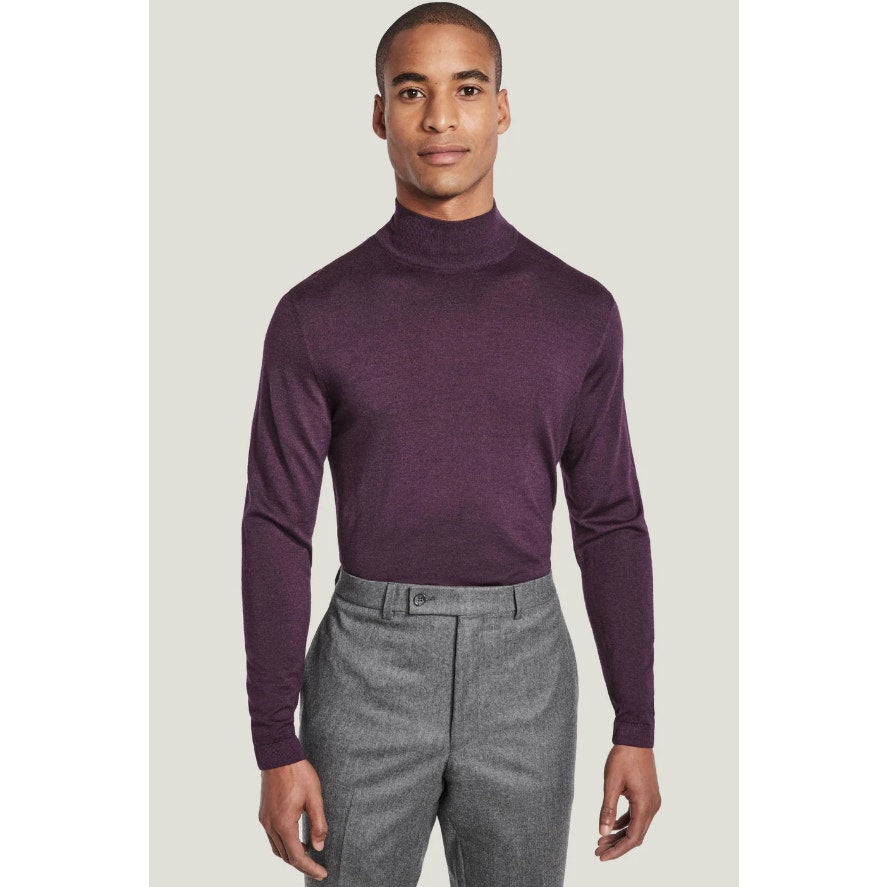 JACK VICTOR Mens Beaudry Sweater XL Plum Purple Wool Silk Cashmere Mock Neck NWT