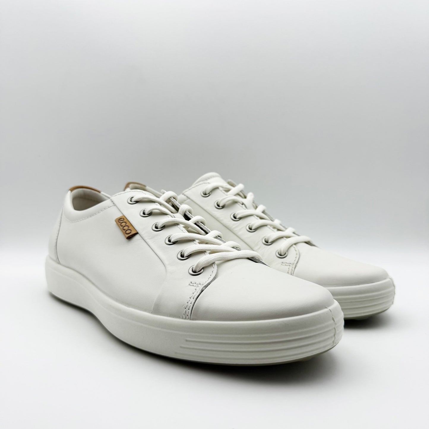ECCO Mens Soft 7 Low Sneakers EU 44 US 10-10.5 White Leather Lace up NIB