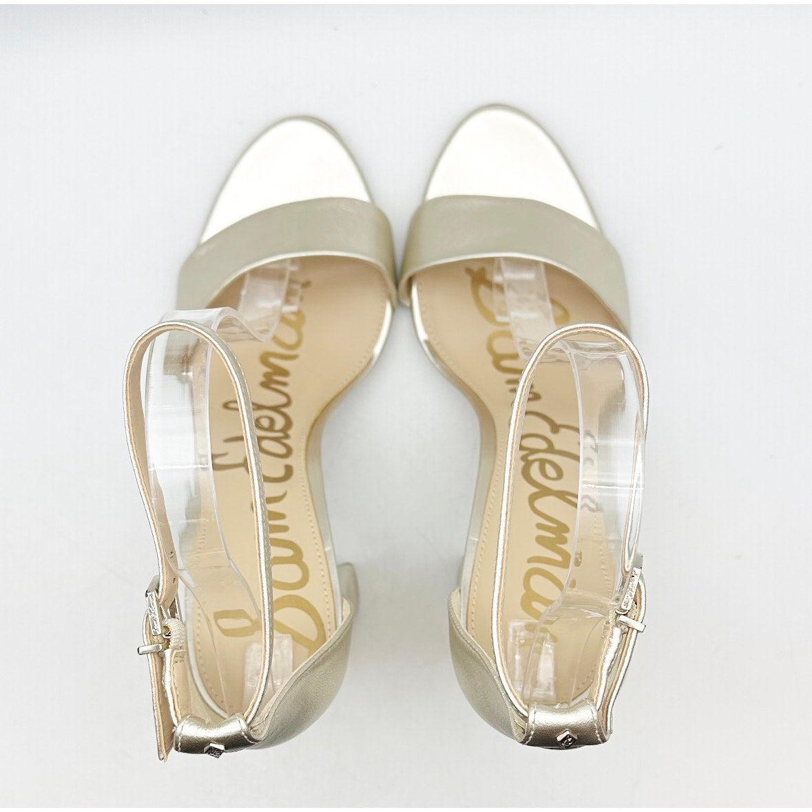 SAM EDELMAN Women's Yaro Dress Sandals Size 10.5 Gold Leather Blocked Heel NWOB