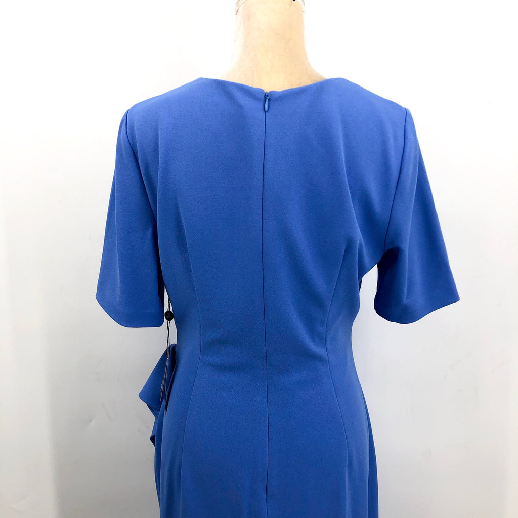 ADRIANNA PAPELL Women's Draped Sheath Dress Size 12 Periwinkle Knit Crepe NWT