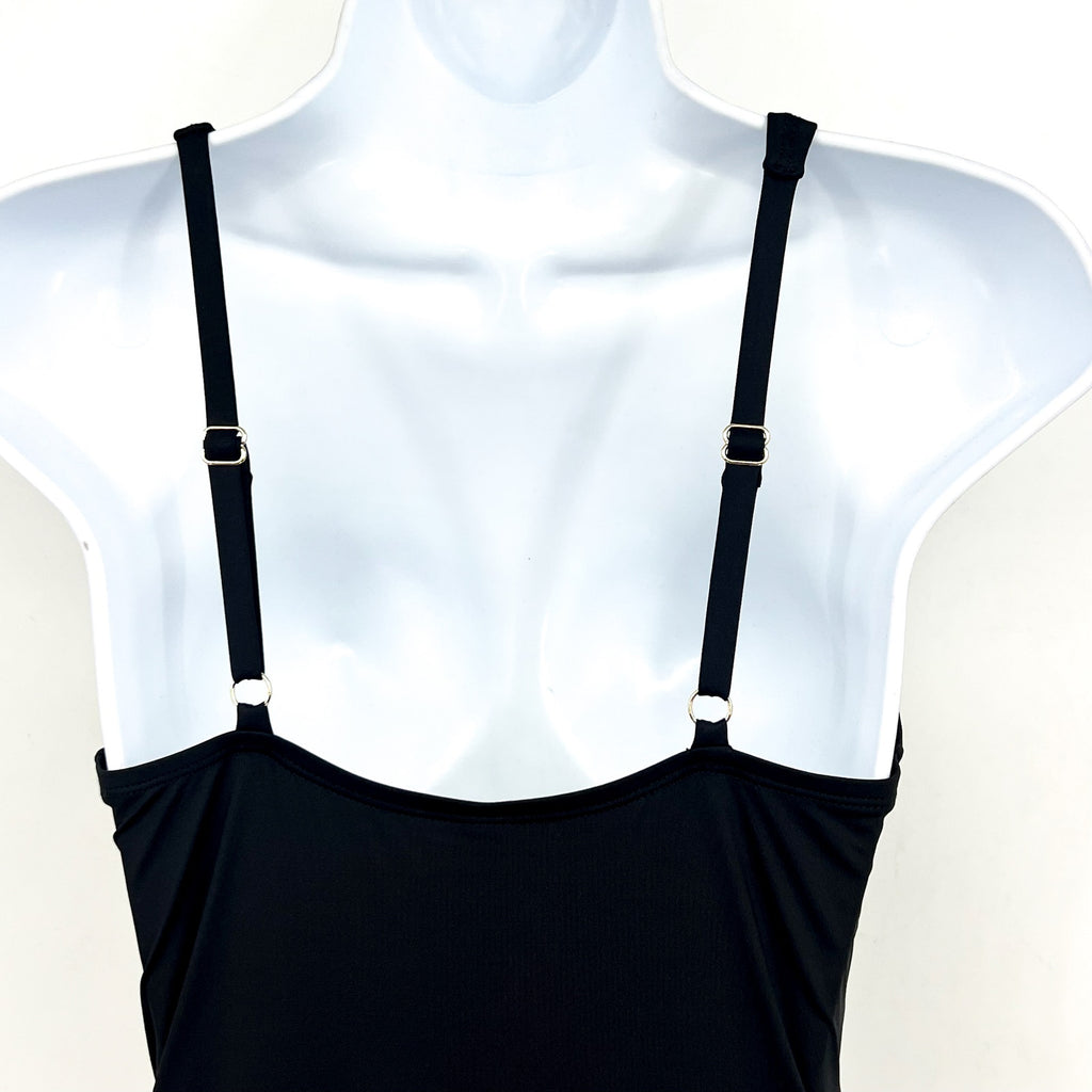 TOMMY BAHAMA Pearl Tie-Front One-Piece Swimsuit Size 6 Black V Neck NWOT