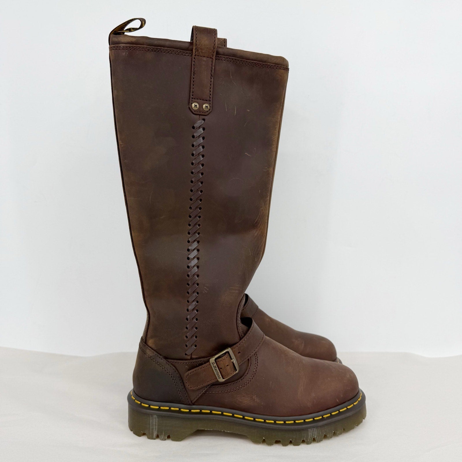Dr. Martens Womens Anistone Knee High Boots EU 42 US 10 Dark Brown Leather NWOB