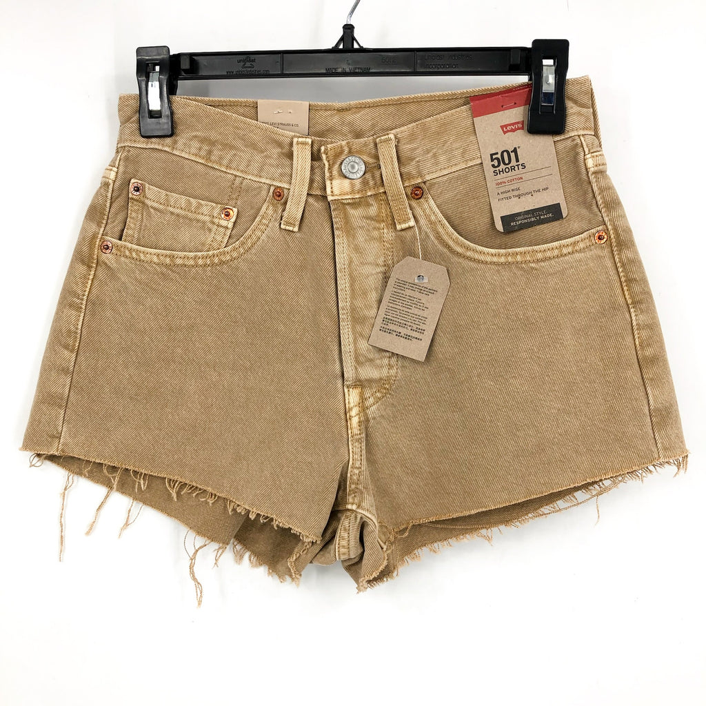 LEVI'S Womens 501 Original Fit Denim Shorts Size 25 US 0 Khaki Tan 563270399 NWT
