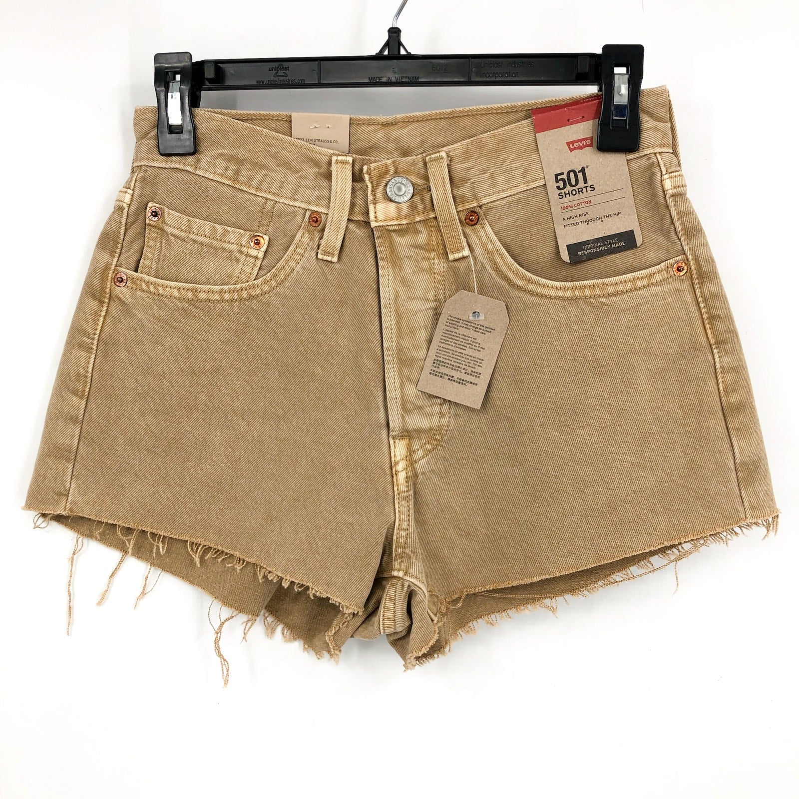 LEVI'S Womens 501 Original Fit Denim Shorts Size 25 US 0 Khaki Tan 563270399 NWT
