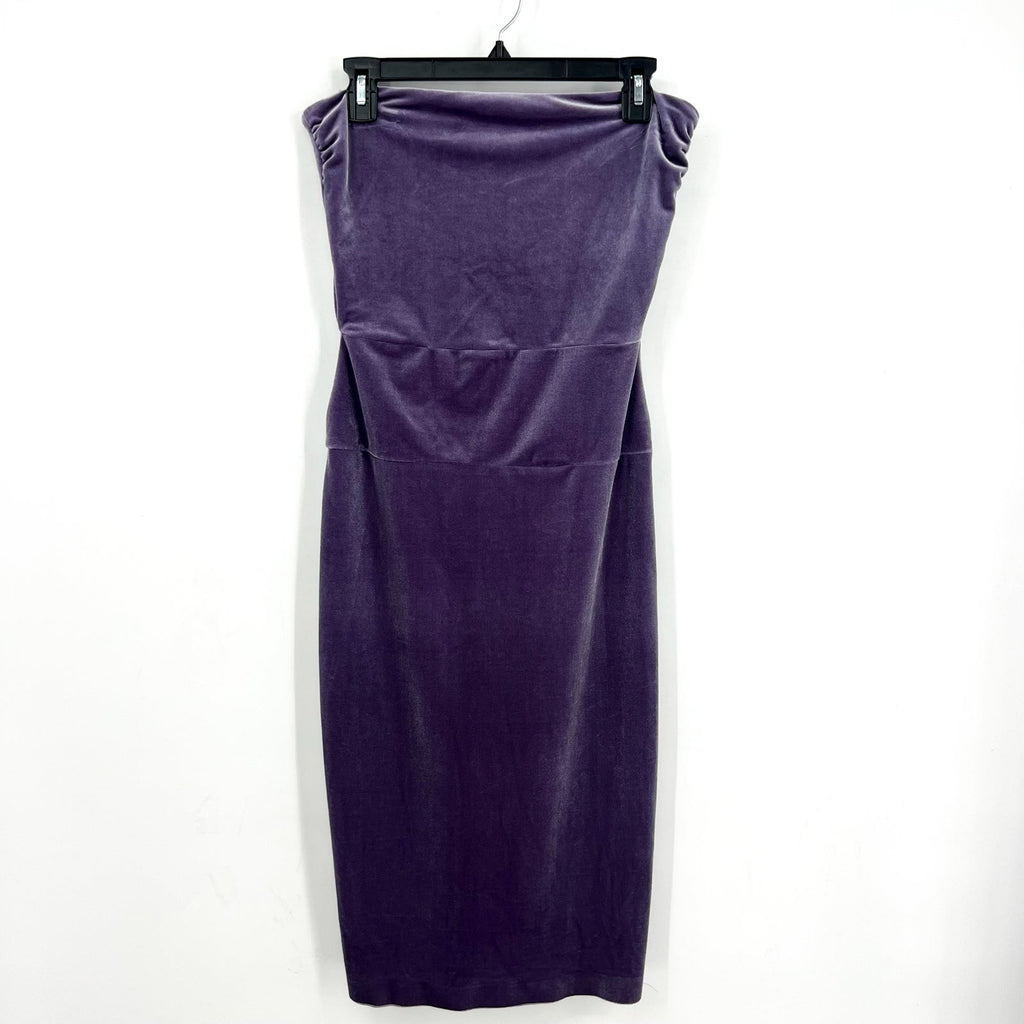 Norma Kamali Velvet Strapless Dress Medium 38 Powder Purple Knee Length NWT