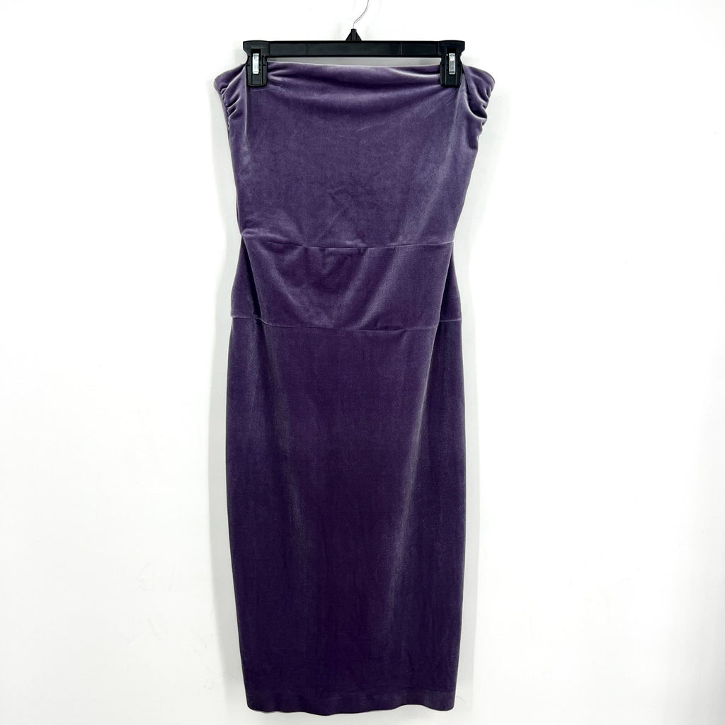 Norma Kamali Velvet Strapless Dress Medium 38 Powder Purple Knee Length NWT