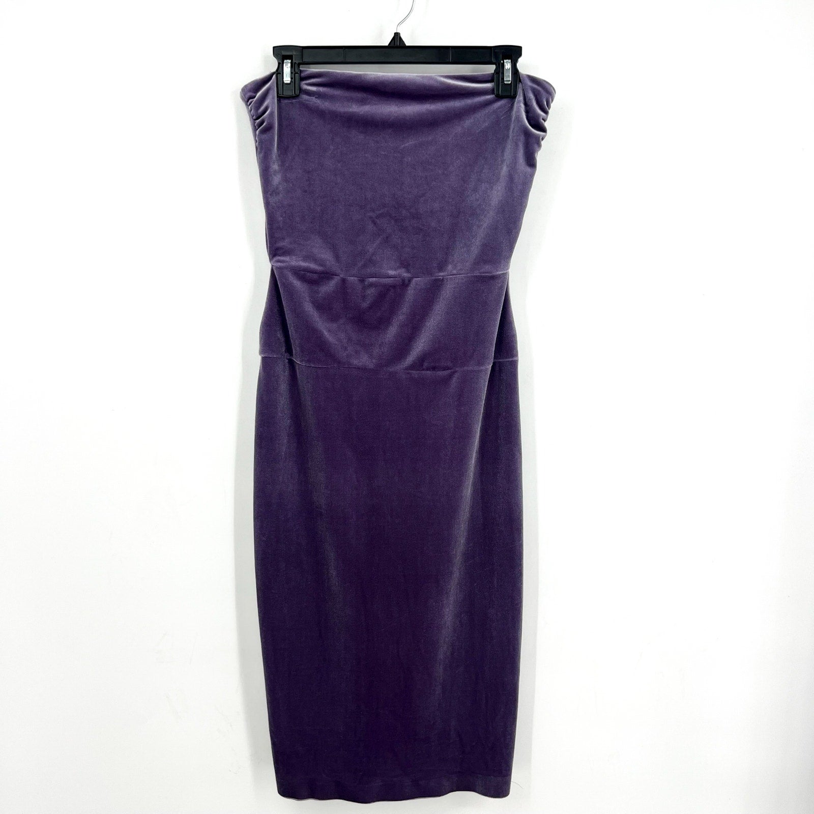 Norma Kamali Velvet Strapless Dress Medium 38 Powder Purple Knee Length NWT