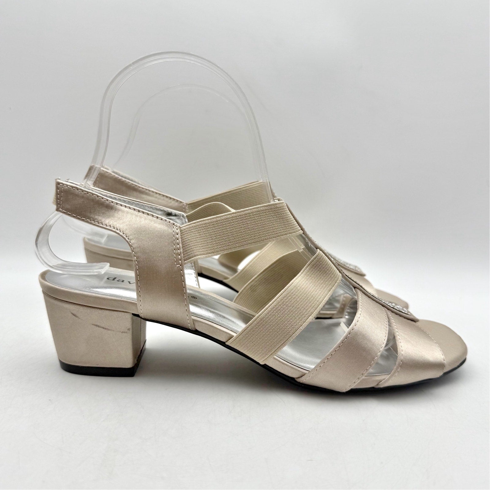 David Tate Womens Event Gladiator Sandals US 8.5 Wide Champagne Satin NWOB