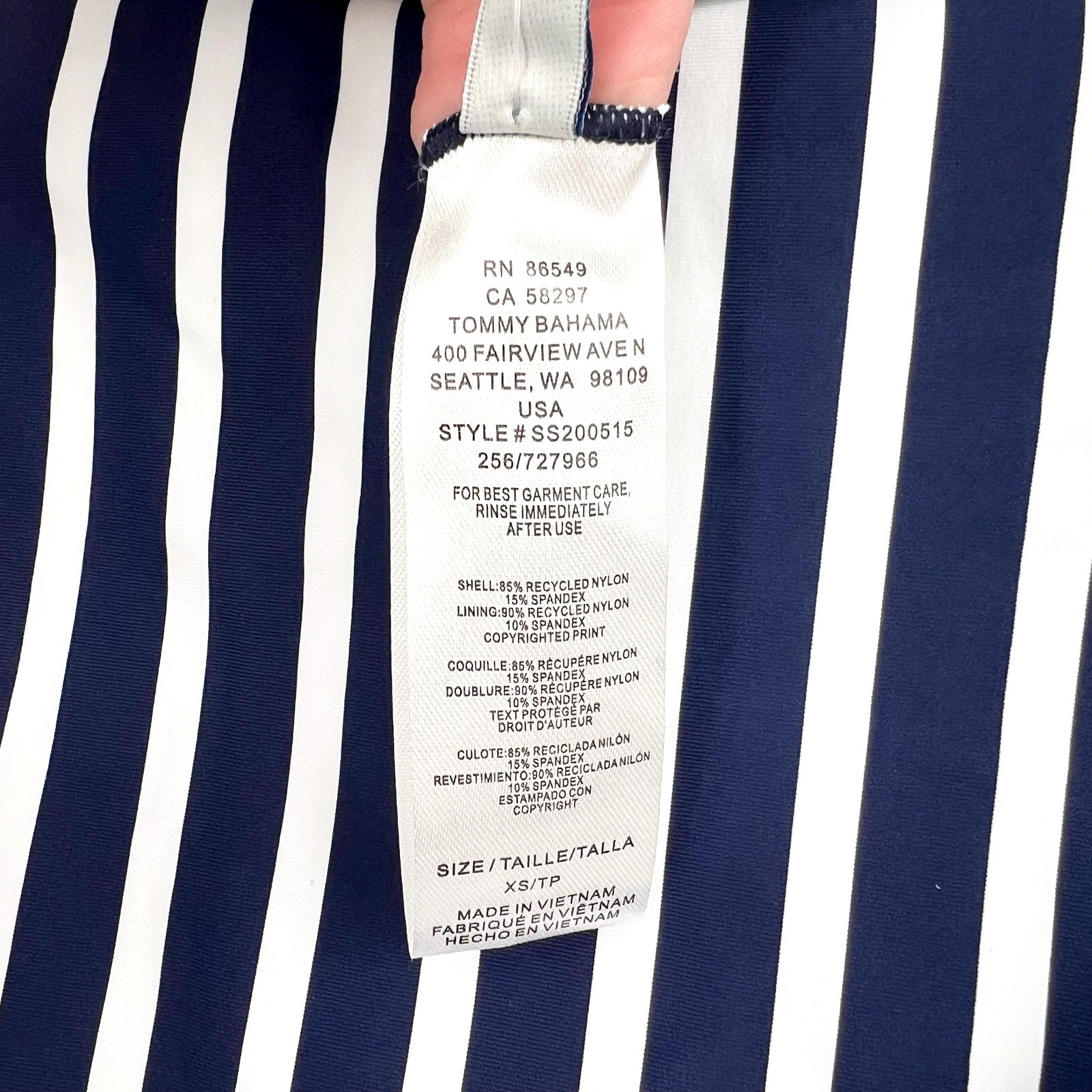 TOMMY BAHAMA Coastline Stripe Reversible Bikini Bottoms XS Navy Blue White NWT