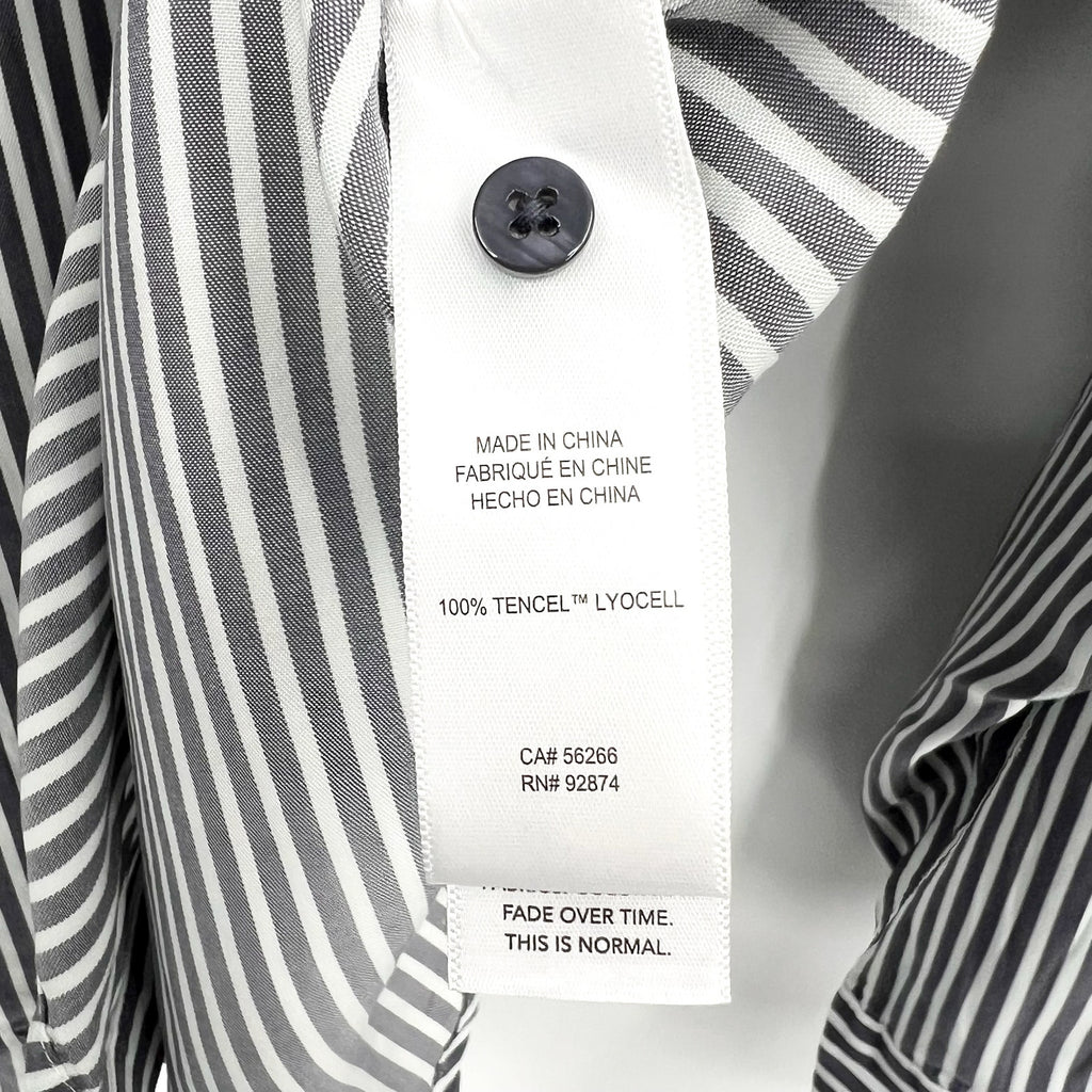 SPLENDID COLLECTION Ella Stripe Button Down Shirt Large Gray White NWT