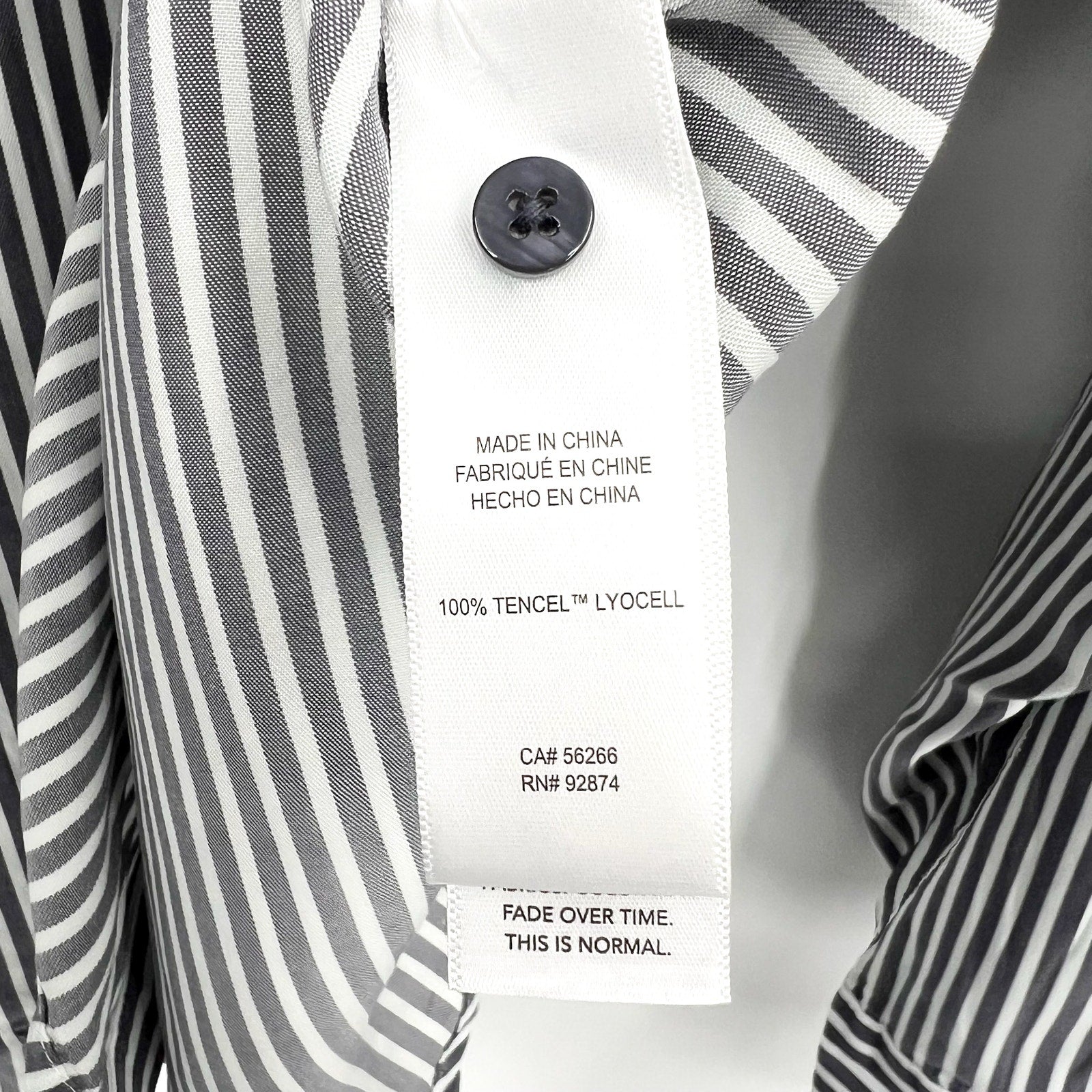 SPLENDID COLLECTION Ella Stripe Button Down Shirt Large Gray White NWT