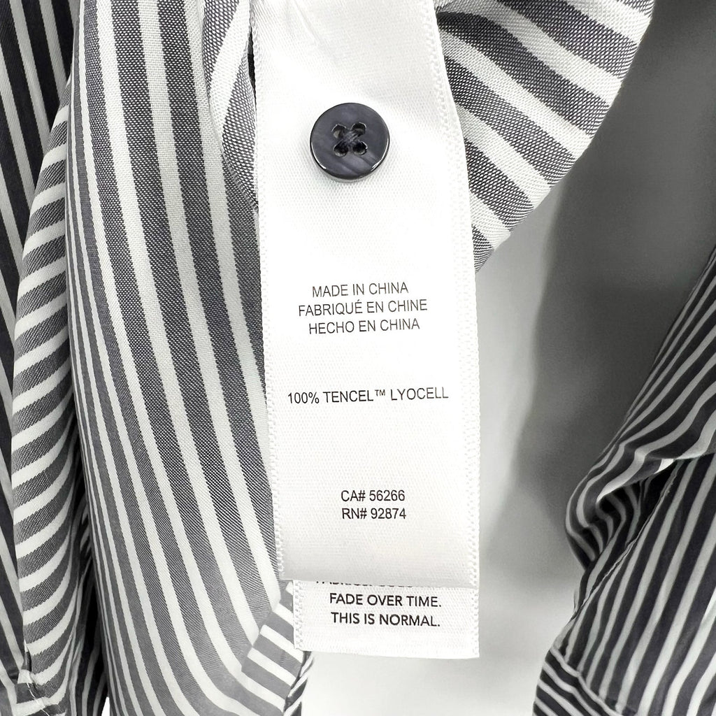 SPLENDID COLLECTION Ella Stripe Button Down Shirt Large Gray White NWT