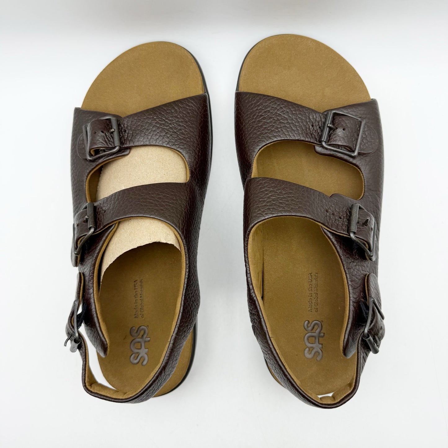 SAS Mens Bravo Adjustable Comfort Sandals US 11 Wide Brown Leather NIB