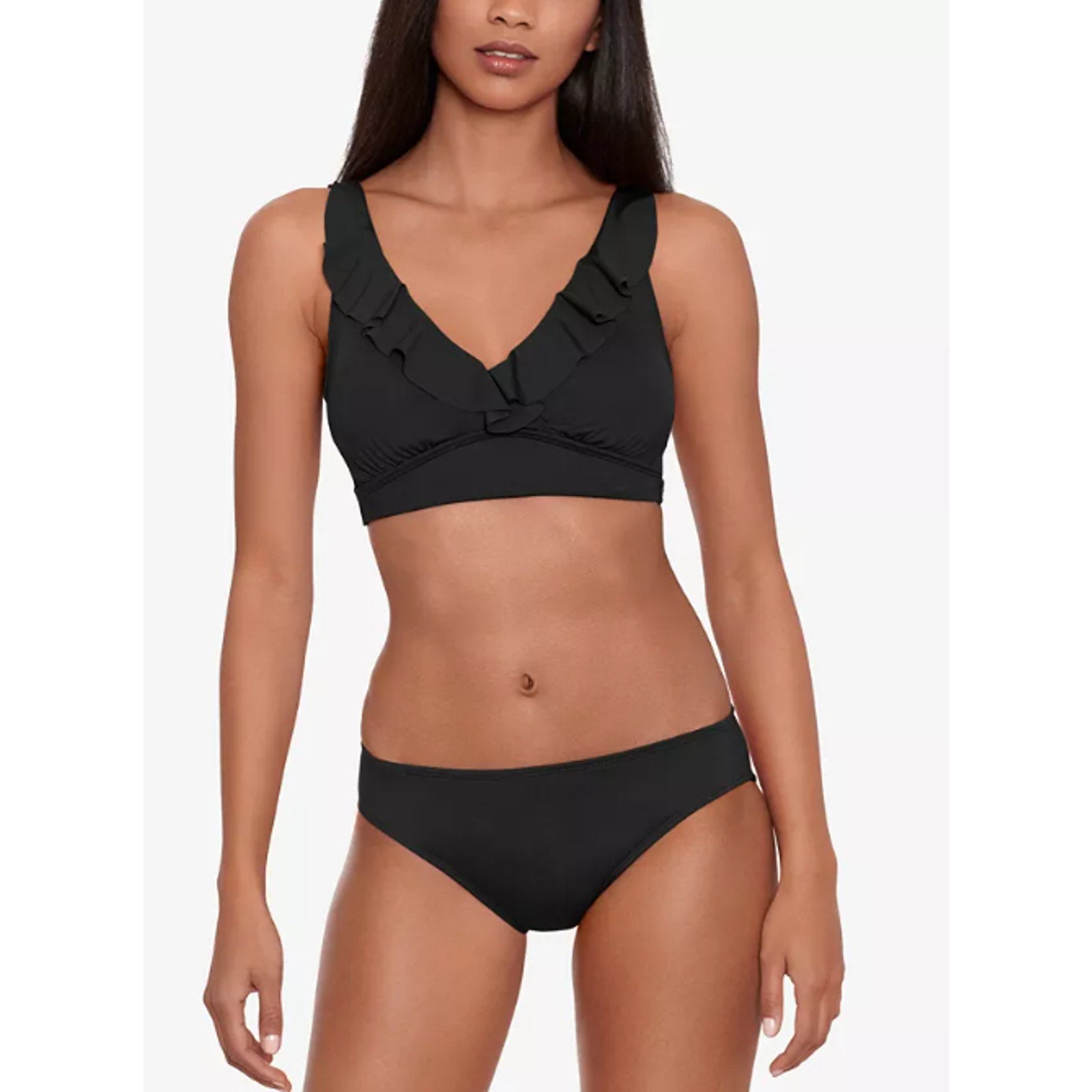 LAUREN RALPH LAUREN Beach Club Hipster Bikini Bottoms Size 14 Black Swim NWT