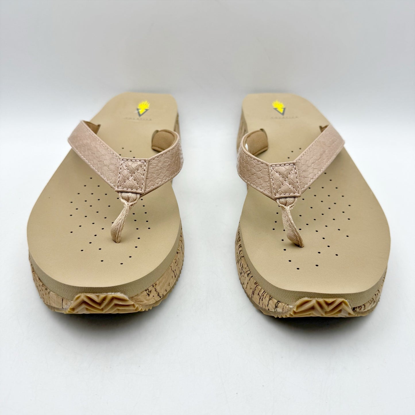 Volatile Womens Neville Wedge Sandal US 11 M Nude Snake Vegan Leather NWOB