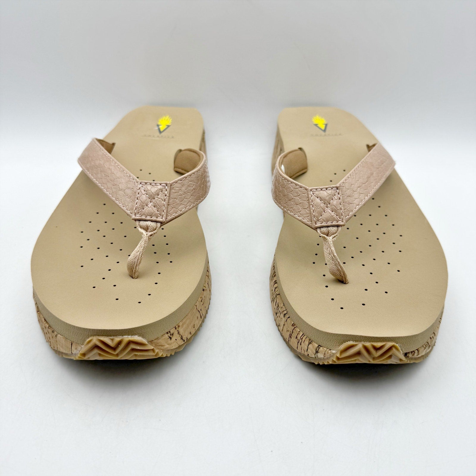 Volatile Womens Neville Wedge Sandals US 11 Nude Snake Flip Flops NWOB