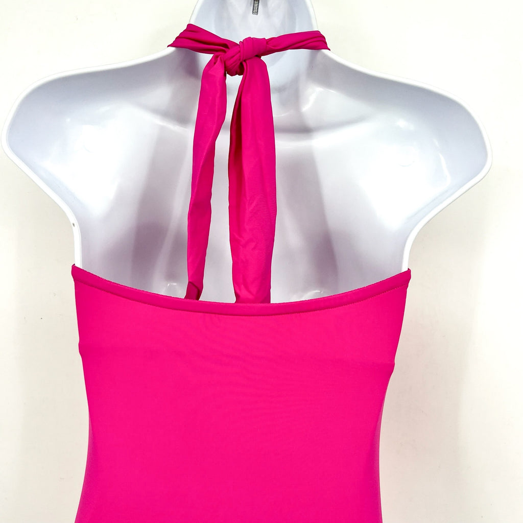 SEAFOLLY Collective Halter Bandeau One Piece Swimsuit Size 4 Hot Pink NWT
