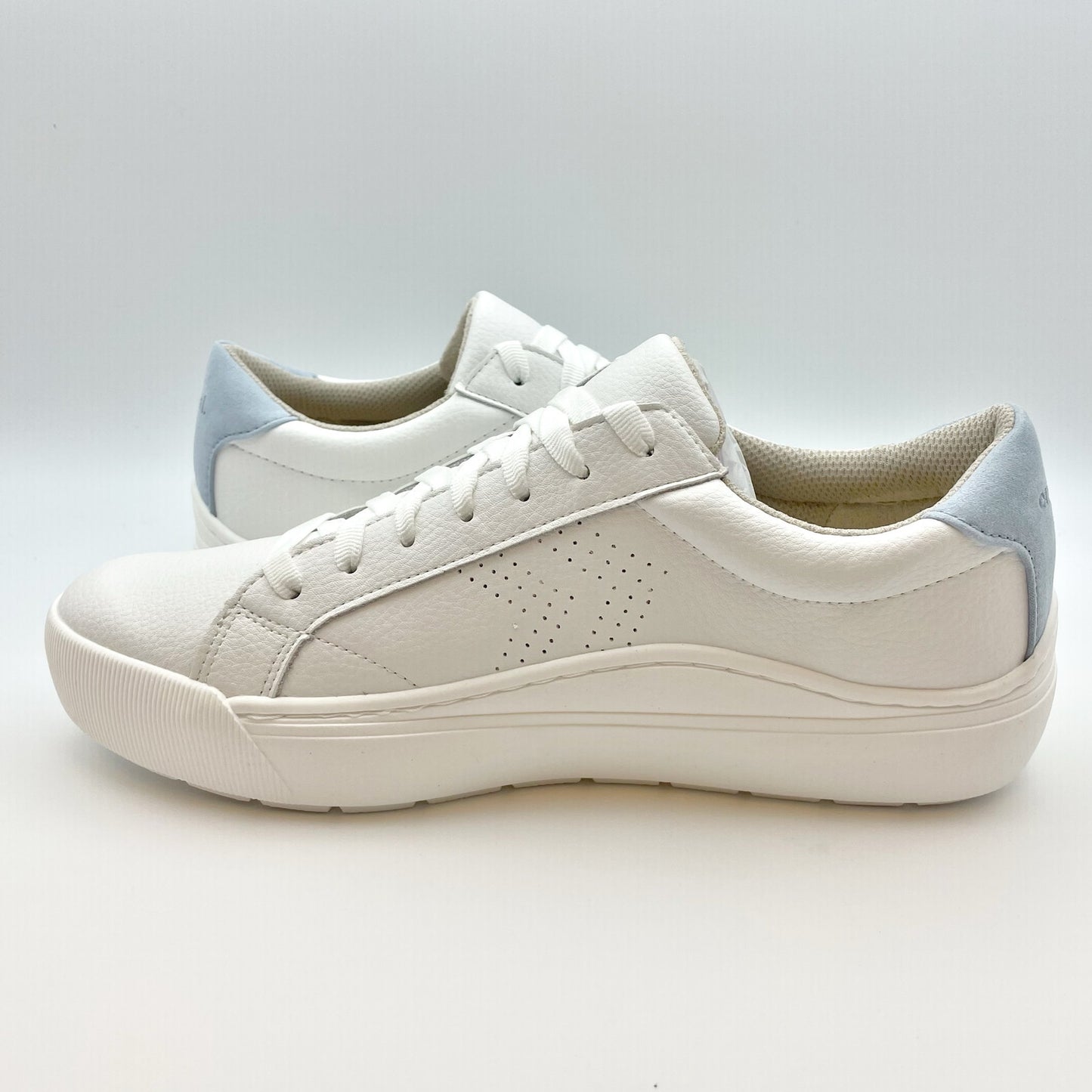 Dr. Scholls Womens Take it Easy Platform Sneaker Size 8.5 White Blue Leather NIB