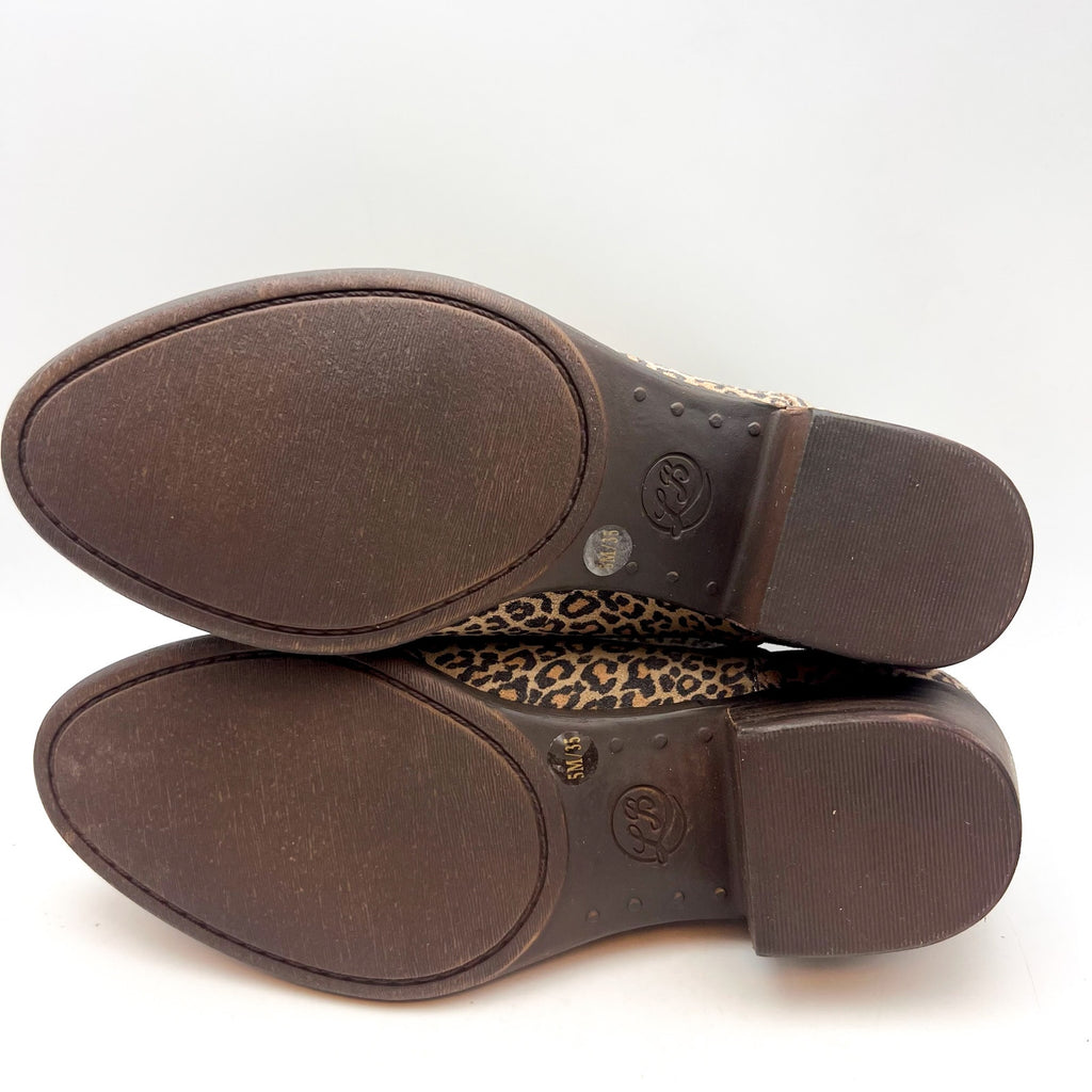 LUCKY BRAND Women's Baley 2 Ankle Bootie Size 5M Brown Leopard Suede NWOB