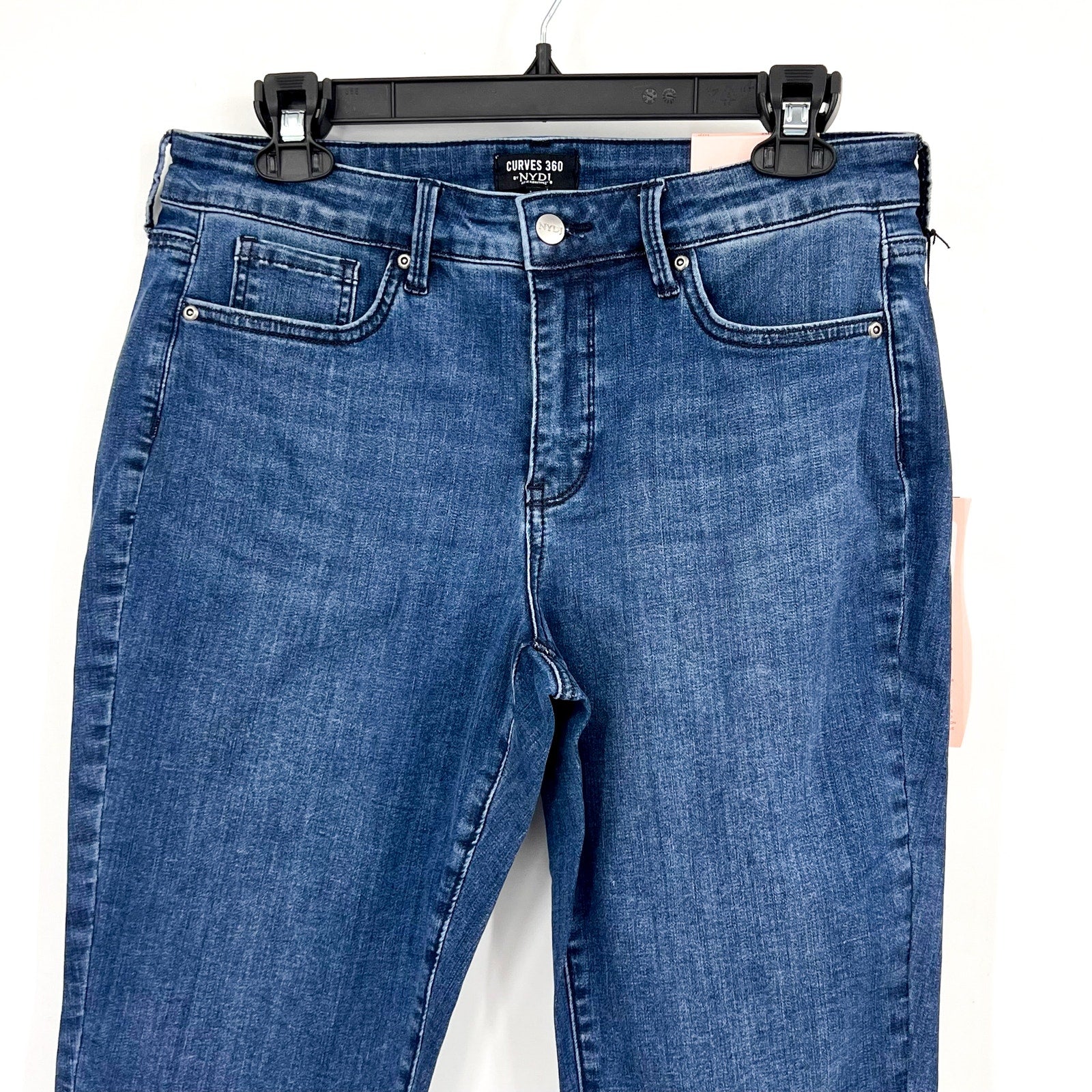 NYDJ Curves 360 Womens Slim Straight Crop Jeans 10 PETITE Caliente Blue NWT