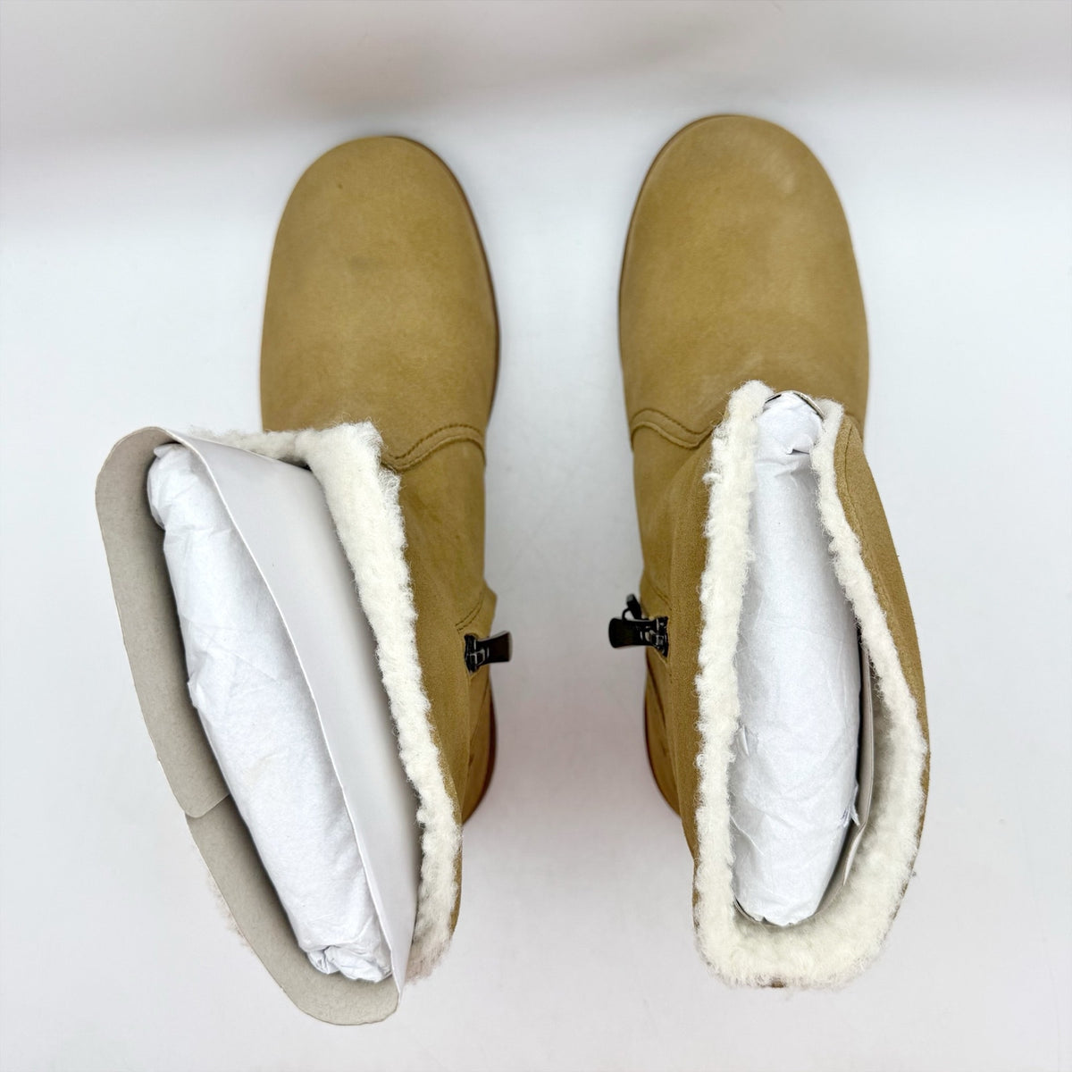 Spenco Womens Sun Valley Ankle Boots Size 8.5 Tan Suede Sherpa Lined NIB
