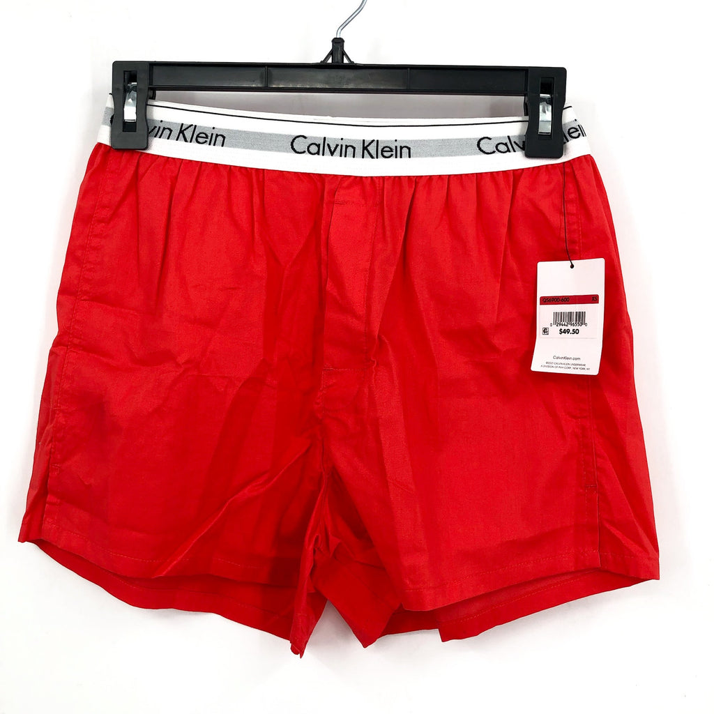 CALVIN KLEIN Womens Modern Sleep V Day Boxer Shorts XS Orange Cotton NWT