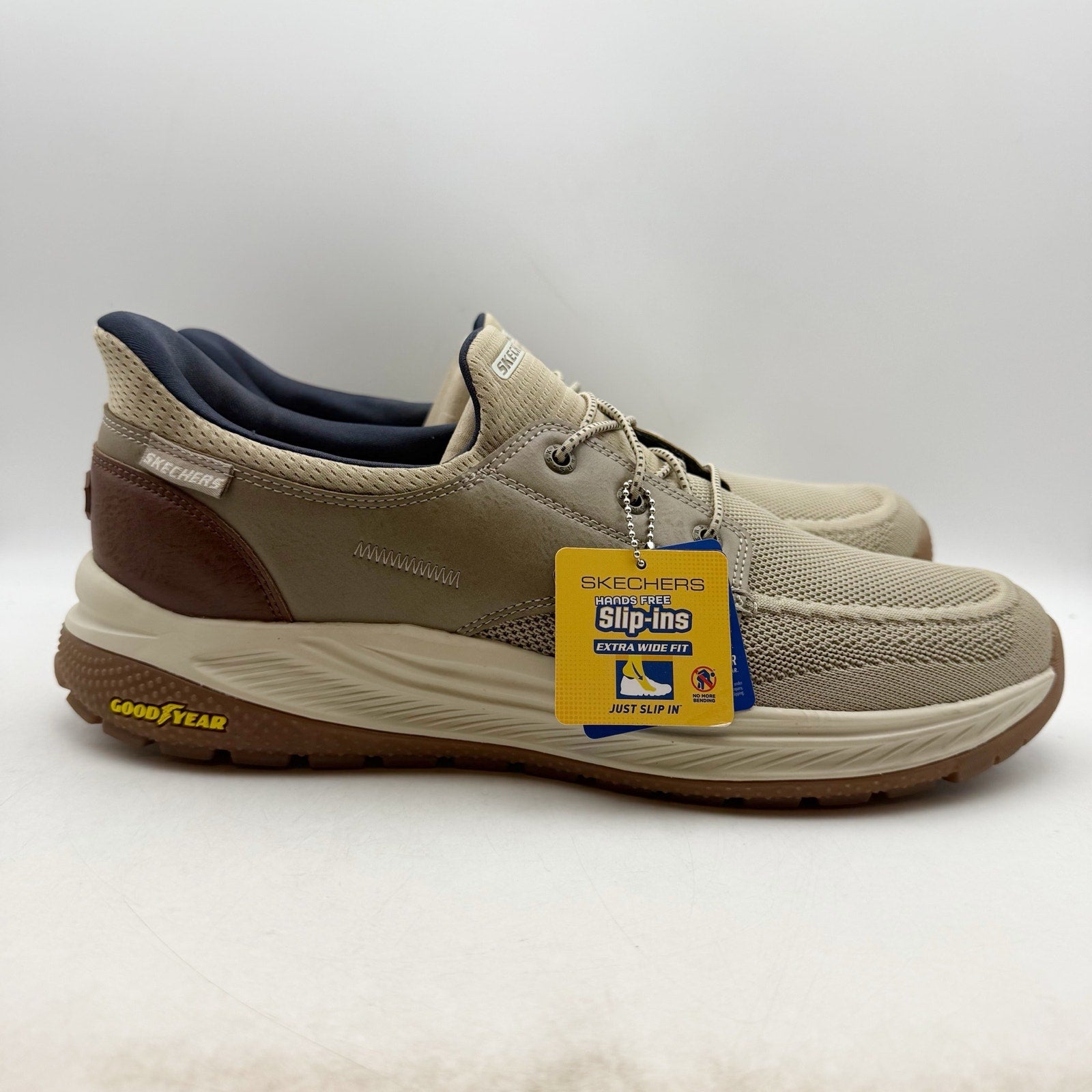 SKECHERS Mens Meroe - Alden Slip On Boat Shoes US 13 WW Taupe Tan Sneakers NWT